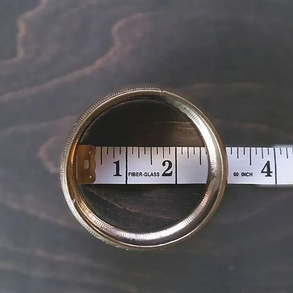 Vtg brass plated patterned rounded bangle - Picture 3 of 6